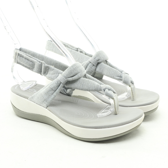 Clarks Cloudsteppers Arla Nicole Sandals Women 6.5 Gray/White - Picture 4 of 16